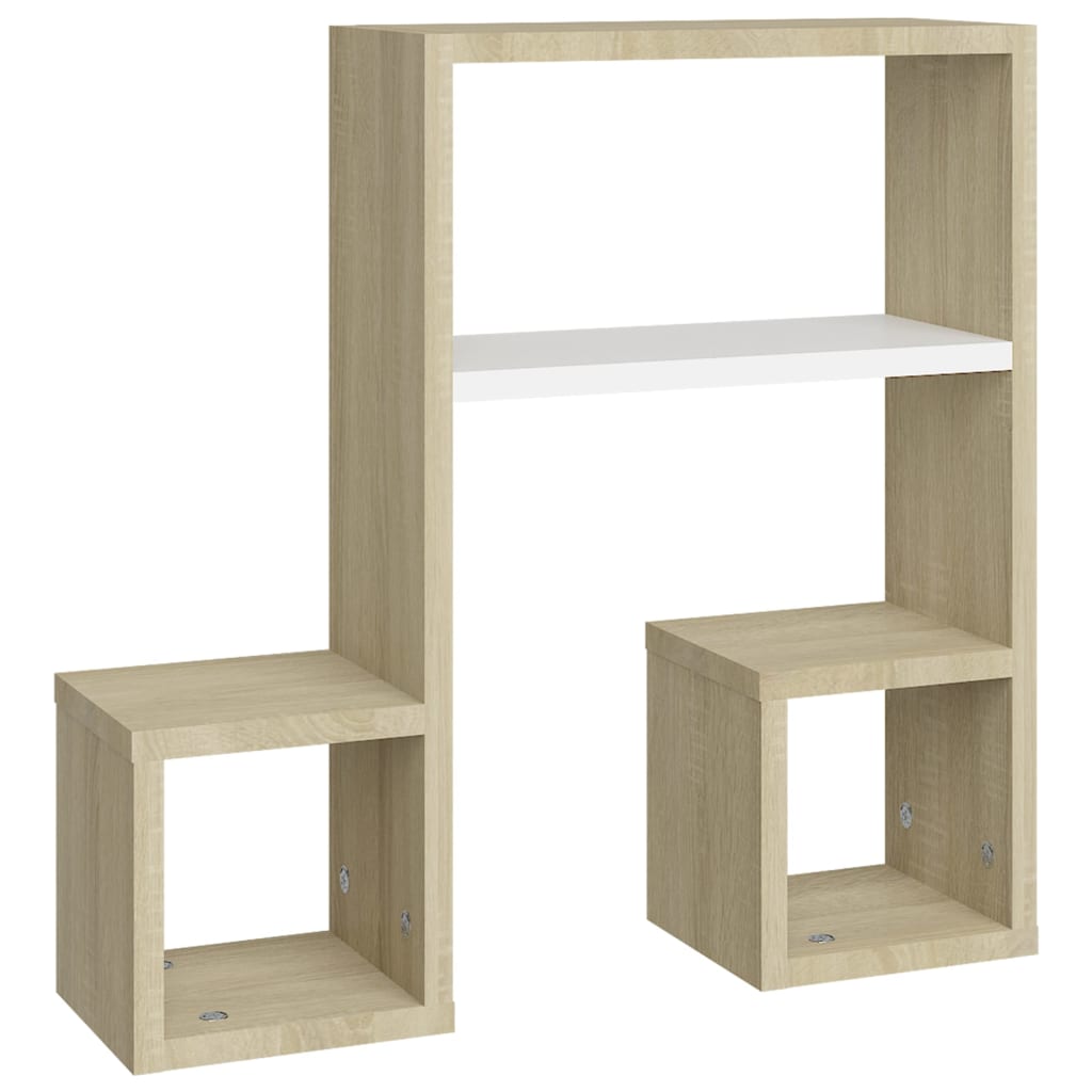 Mensole a Muro 2pz Bianco e Sonoma 50x15x50cm Legno Multistrato
