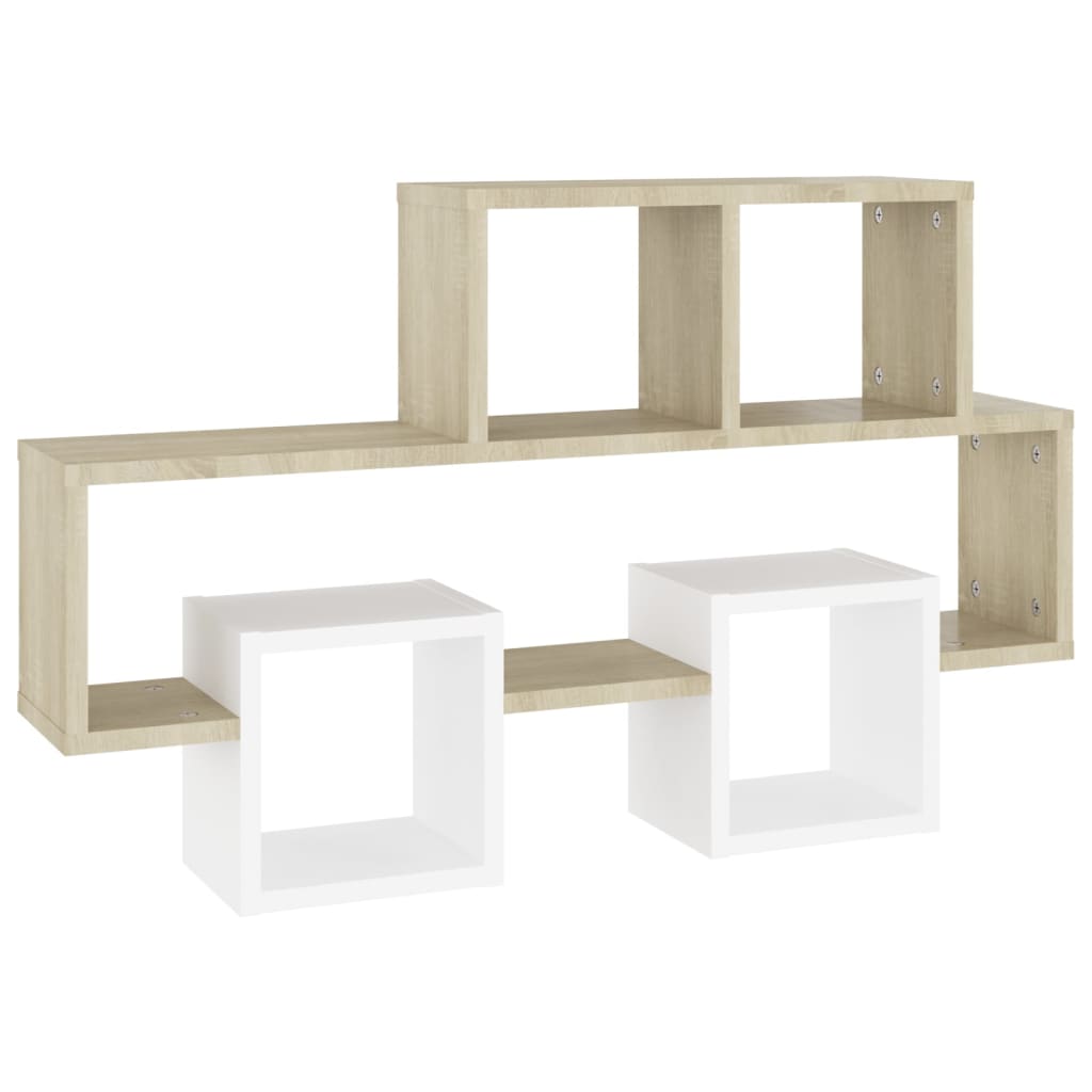 Scaffale Parete Auto Bianco Sonoma 82x15x51cm Legno Multistrato