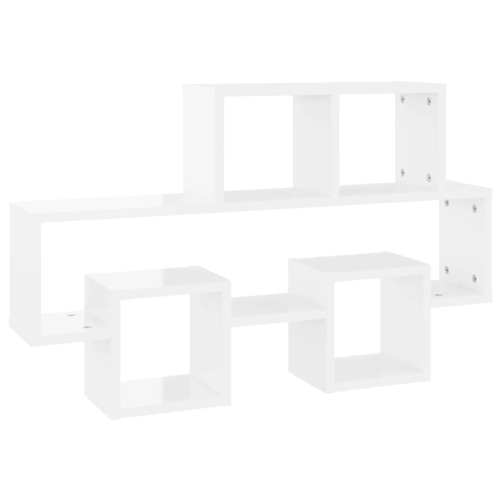 Scaffale a Muro Auto Bianco Lucido 82x15x51cm Legno Multistrato