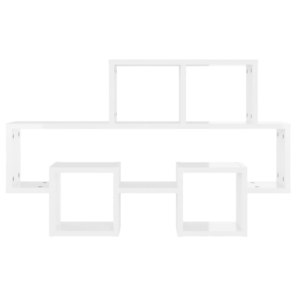 Scaffale a Muro Auto Bianco Lucido 82x15x51cm Legno Multistrato