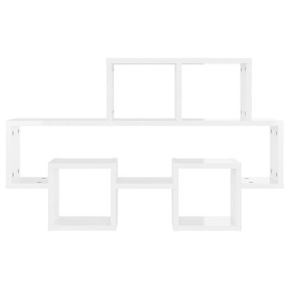 Scaffale a Muro Auto Bianco Lucido 82x15x51cm Legno Multistrato