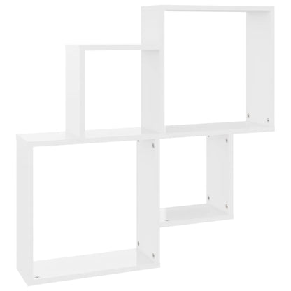 Mensola Muro Cubo Bianco Lucido 80x15x78,5cm Legno Multistrato