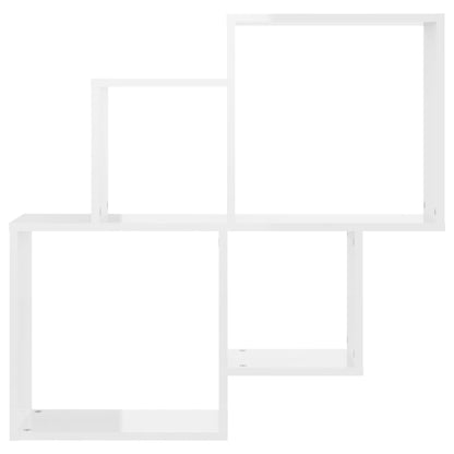 Mensola Muro Cubo Bianco Lucido 80x15x78,5cm Legno Multistrato