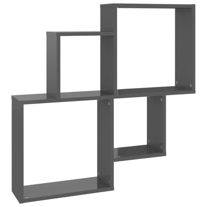 Mensola Muro Cubo Grigio Lucido 80x15x78,5cm Legno Multistrato