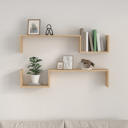 Mensole a Muro 2pz Rovere Sonoma 100x15x20 cm Legno Multistrato