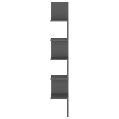 Scaffale Angolare Muro Grigio 20x20x127,5cm Legno Multistrato