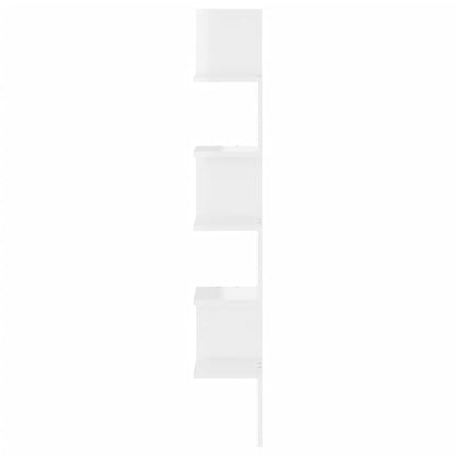 Scaffale Angolare Muro Bianco Lucido 20x20x127,5cm Multistrato