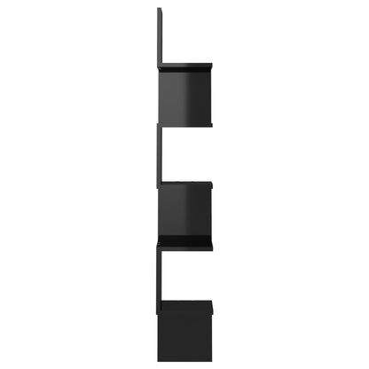 Scaffale Angolare a Muro Nero Lucido 20x20x127,5cm Multistrato
