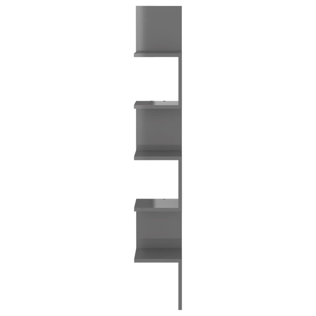 Scaffale Angolare Muro Grigio Lucido 20x20x127,5cm Multistrato