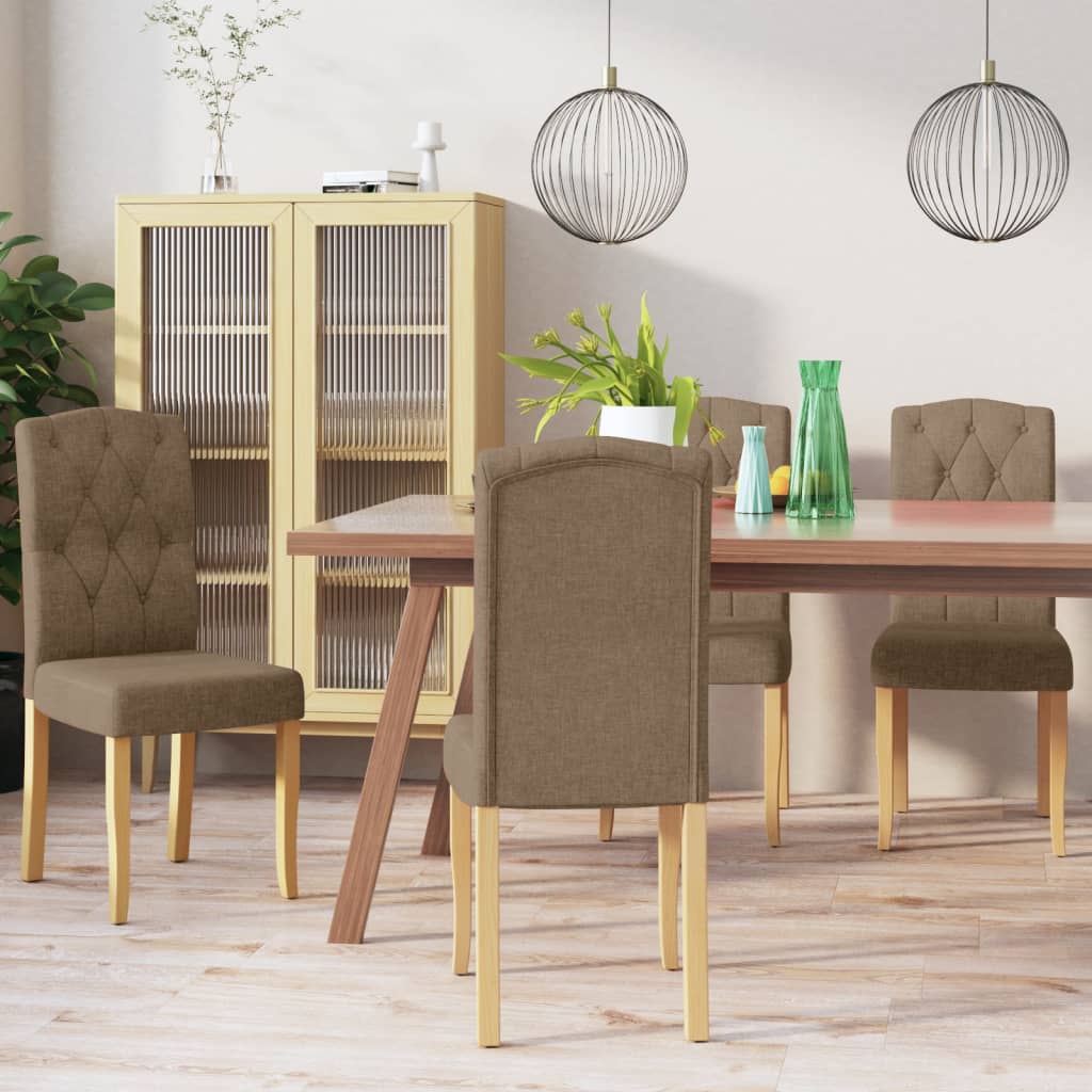 Sedie da Pranzo 4 pz Tortora in Tessuto
