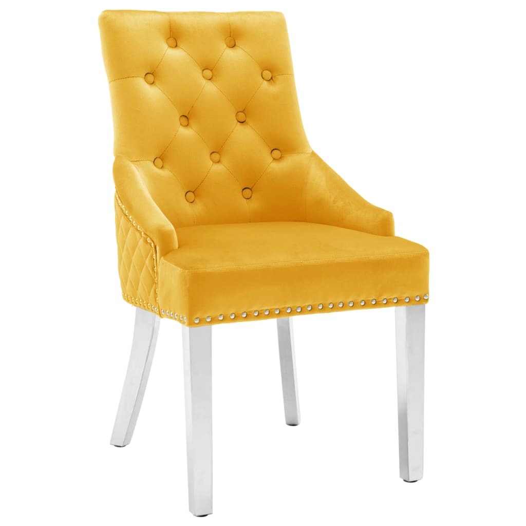 Sedie da Pranzo 2 pz Giallo in Velluto