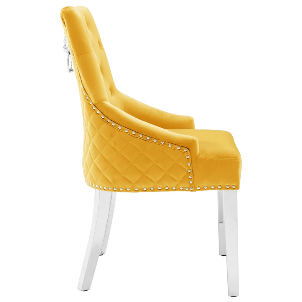 Sedie da Pranzo 2 pz Giallo in Velluto