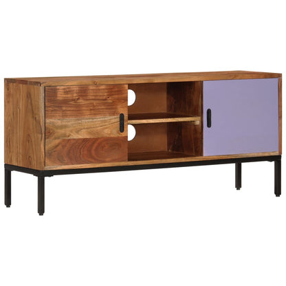 Mobile TV Marrone ambra e Grigio 110x30x50cm in Legno di Acacia