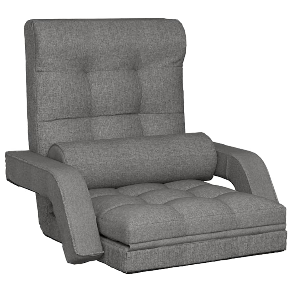 Sedia da Terra Pieghevole Funzione Letto Tessuto Grigio Chiaro