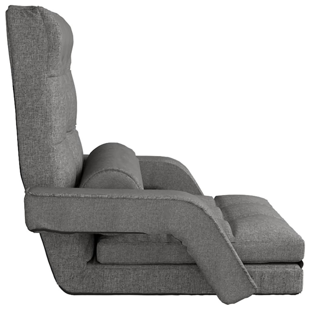 Sedia da Terra Pieghevole Funzione Letto Tessuto Grigio Chiaro