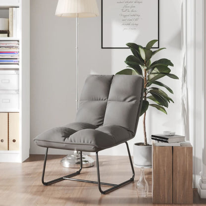 Poltrona con Struttura in Metallo Grigio Chiaro in Velluto