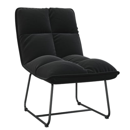 Poltrona con Struttura in Metallo Nero in Velluto