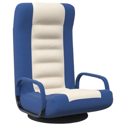 Sedia da Pavimento Girevole Blu e Crema in Tessuto