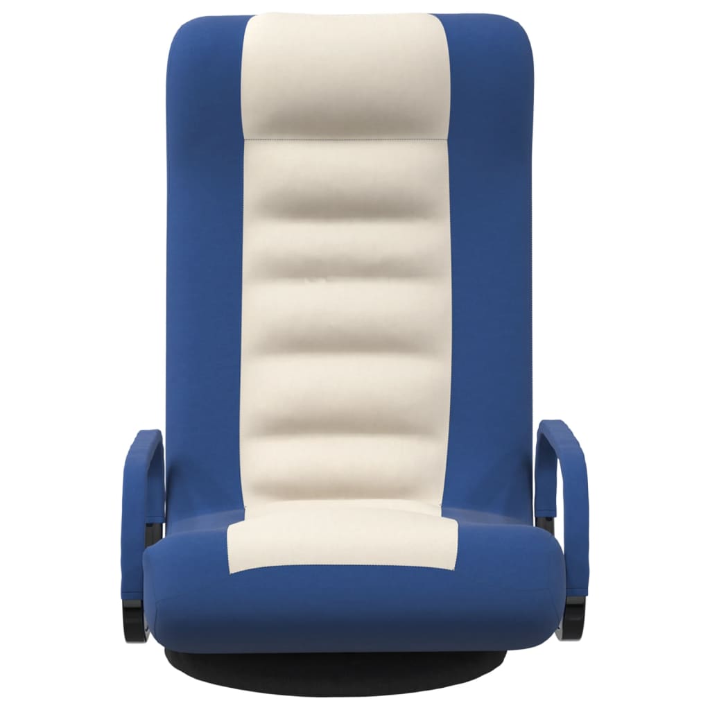 Sedia da Pavimento Girevole Blu e Crema in Tessuto