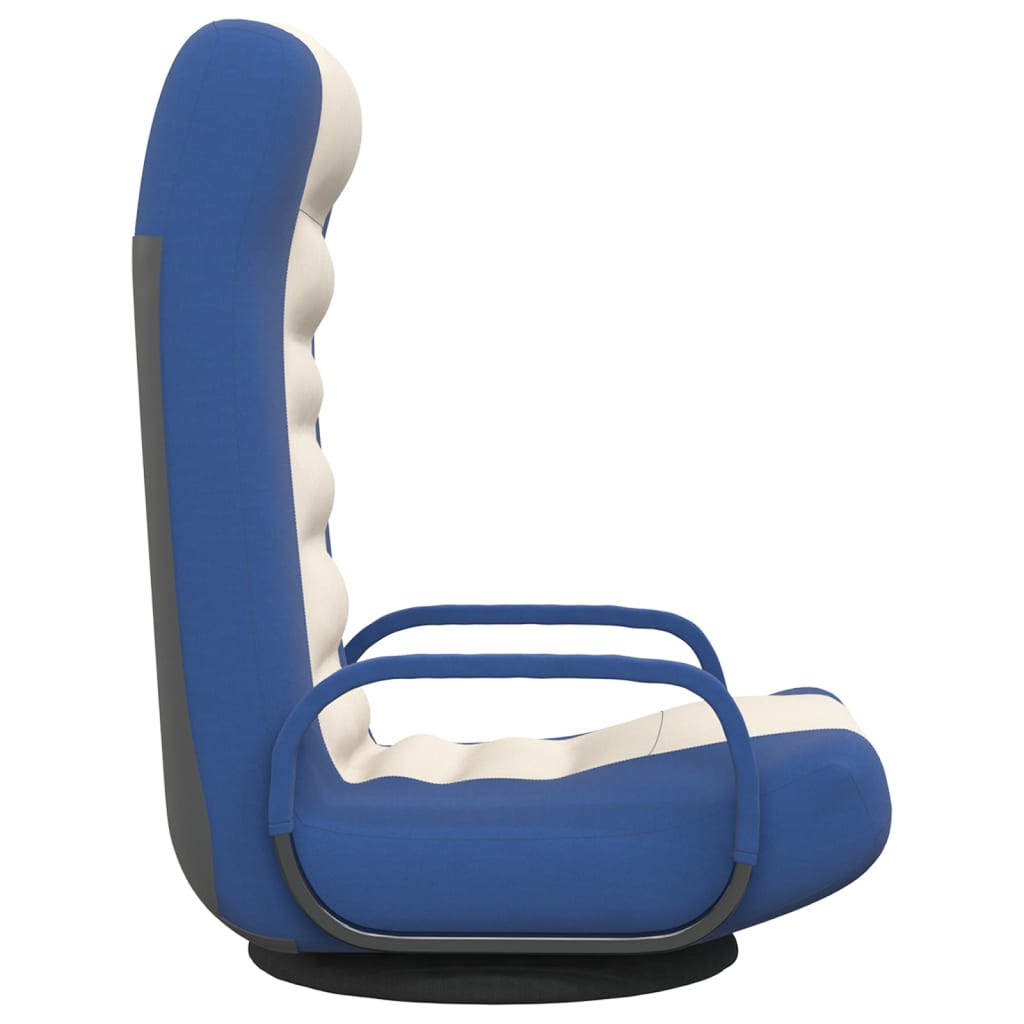 Sedia da Pavimento Girevole Blu e Crema in Tessuto