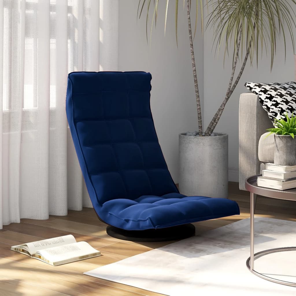 Sedia da Pavimento Girevole Blu in Velluto