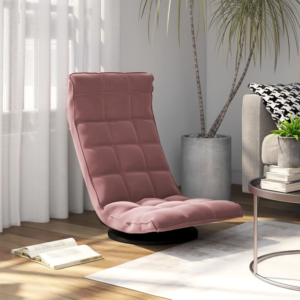 Sedia da Pavimento Girevole Rosa in Velluto