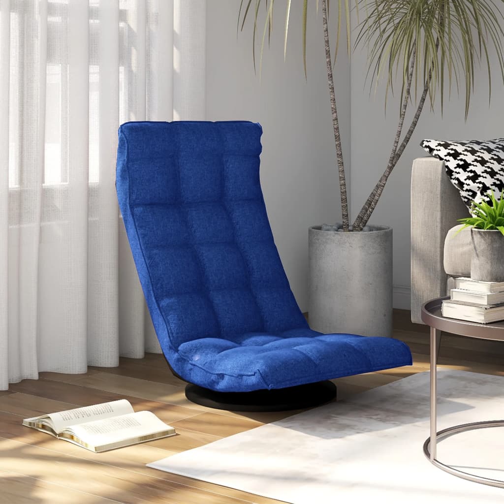 Sedia da Pavimento Girevole Blu in Tessuto