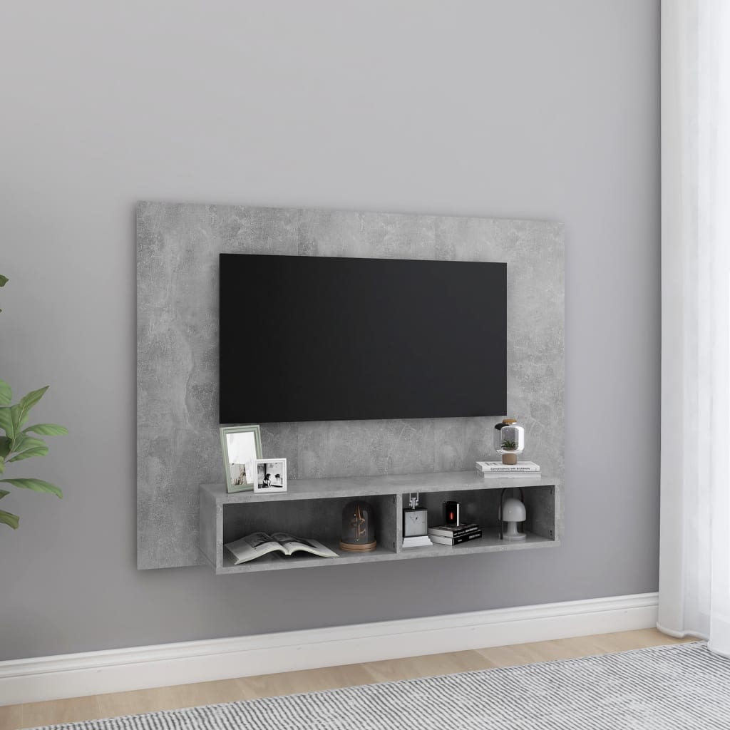 Mobile TV a Muro Grigio Cemento 120x23,5x90cm Legno Multistrato