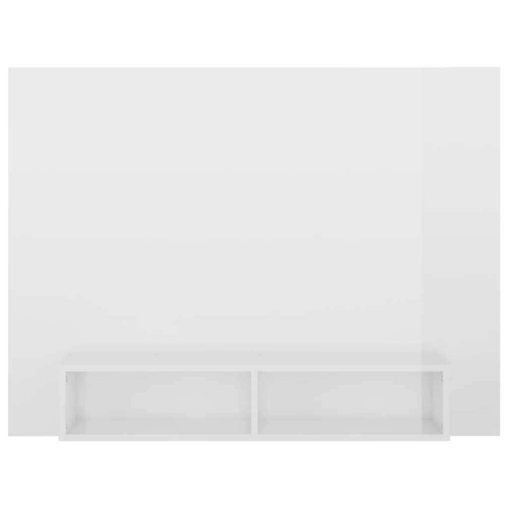 Mobile TV a Muro Bianco Lucido 120x23,5x90 cm Legno Multistrato