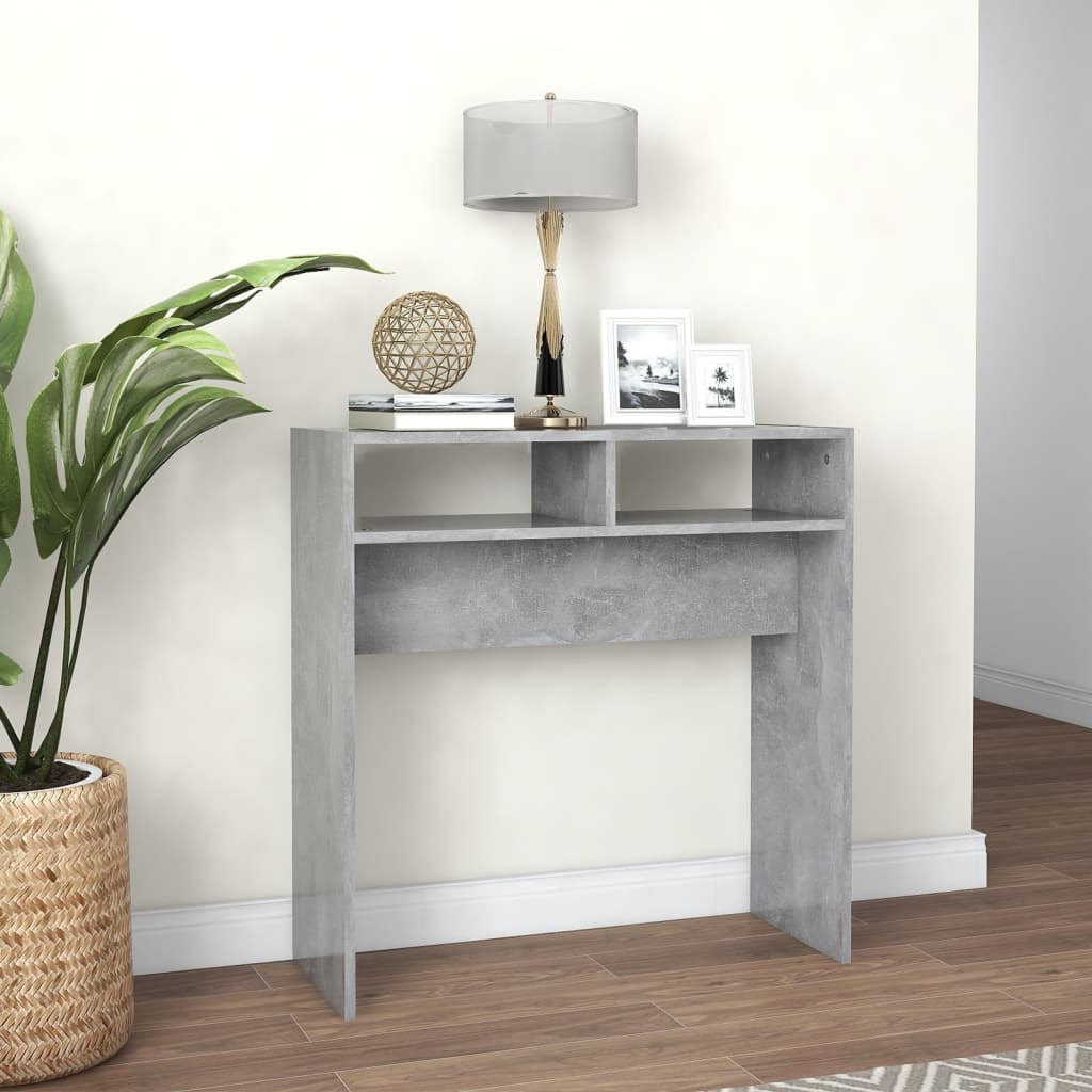 Tavolino Consolle Grigio Cemento 78x30x80cm Legno Multistrato