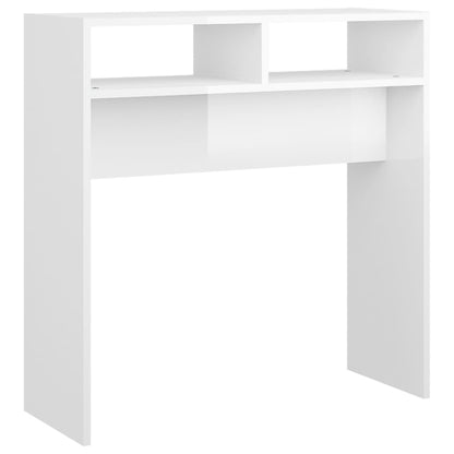 Tavolino Consolle Bianco Lucido 78x30x80 cm Legno Multistrato