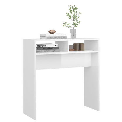 Tavolino Consolle Bianco Lucido 78x30x80 cm Legno Multistrato