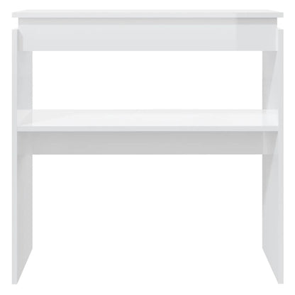 Tavolino Consolle Bianco Lucido 80x30x80 cm Legno Multistrato