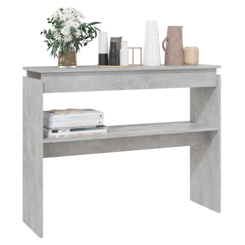 Tavolino Consolle Grigio Cemento 102x30x80cm Legno Multistrato