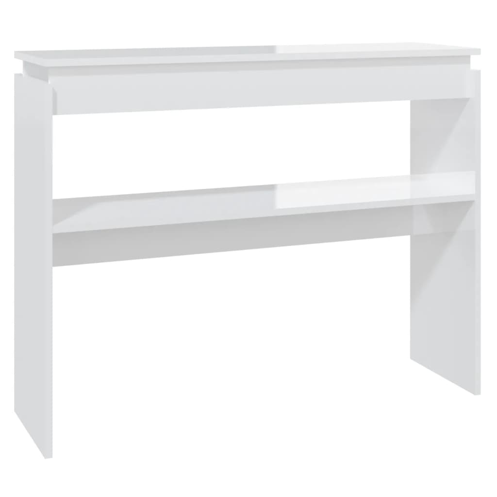 Tavolino Consolle Bianco Lucido 102x30x80 cm Legno Multistrato