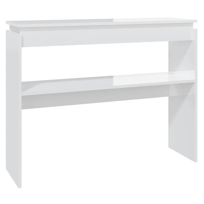 Tavolino Consolle Bianco Lucido 102x30x80 cm Legno Multistrato