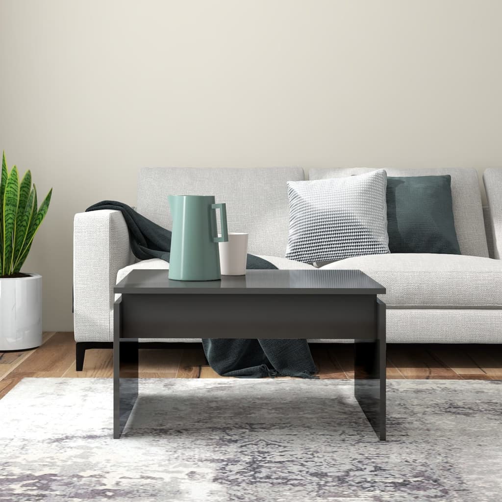 Tavolino da Salotto Grigio Lucido 68x50x38 cm Legno Multistrato