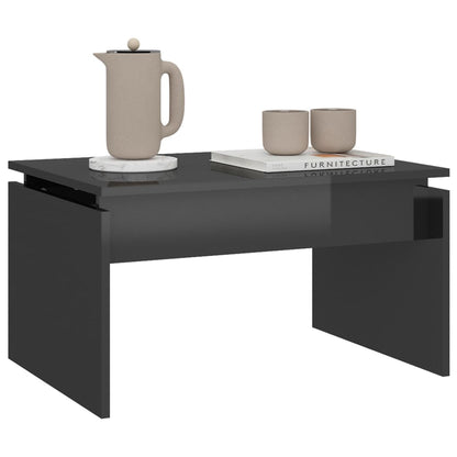 Tavolino da Salotto Grigio Lucido 68x50x38 cm Legno Multistrato