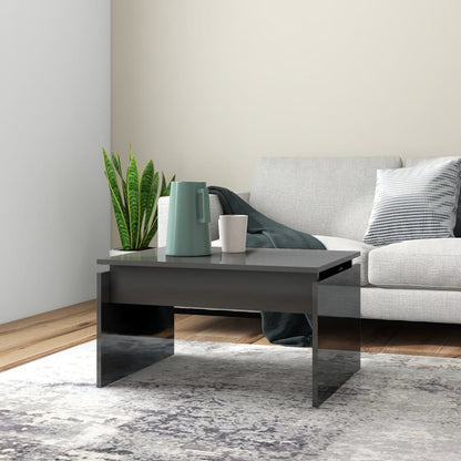 Tavolino da Salotto Grigio Lucido 68x50x38 cm Legno Multistrato