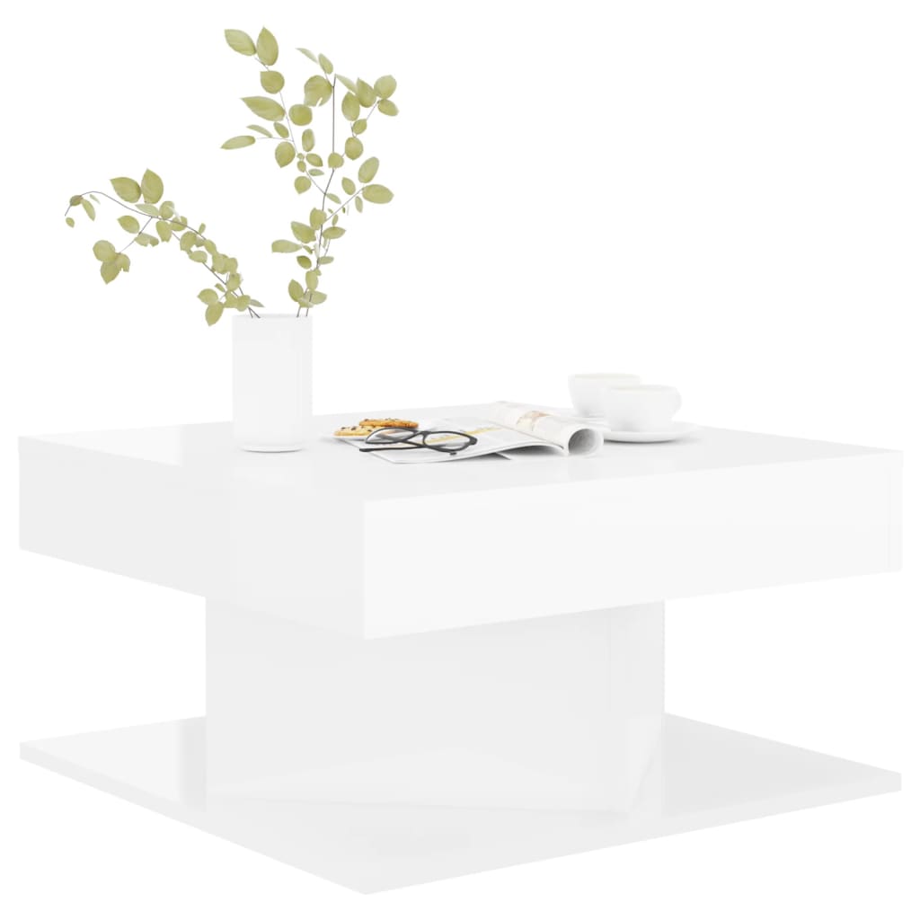 Tavolino da Salotto Bianco Lucido 57x57x30 cm Legno Multistrato