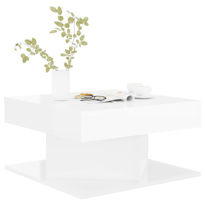 Tavolino da Salotto Bianco Lucido 57x57x30 cm Legno Multistrato