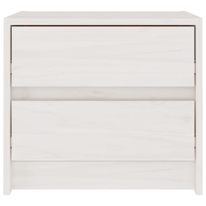 Comodino Bianco 40x30,5x35,5 cm in Legno Massello di Pino