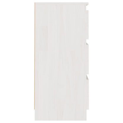 Comodino Bianco 40x29,5x64 cm in Legno Massello di Pino
