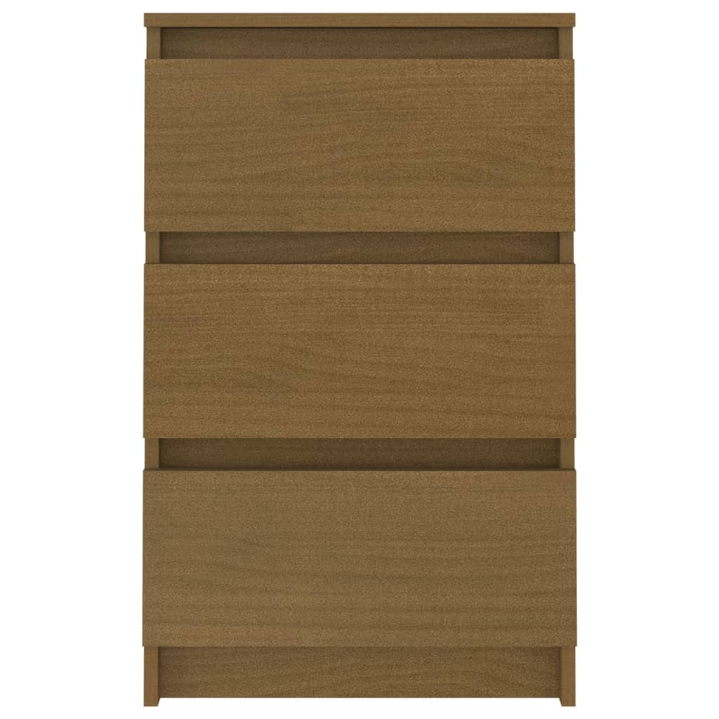 Comodini 2 pz Marrone Ambra in Legno Massello di Pino