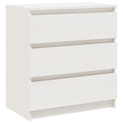 Comodino Bianco 60x36x64 cm in Legno Massello di Pino