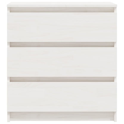 Comodino Bianco 60x36x64 cm in Legno Massello di Pino