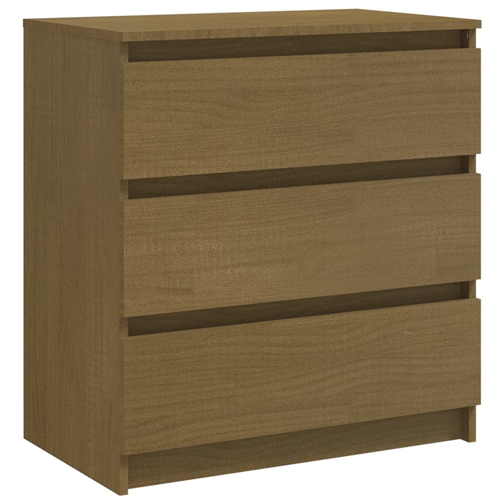 Comodino Marrone Ambrato 60x36x64 cm in Legno Massello di Pino