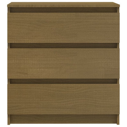 Comodino Marrone Ambrato 60x36x64 cm in Legno Massello di Pino