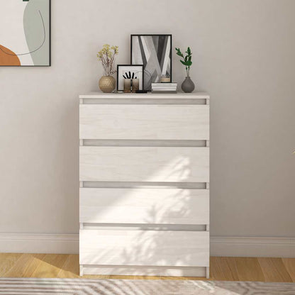 Credenza Bianca 60x36x84 cm in Legno Massello di Pino