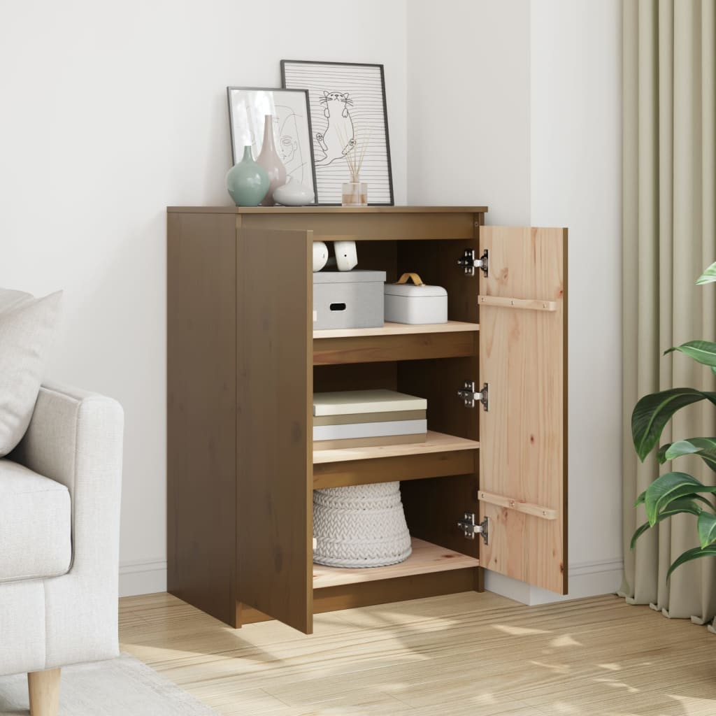 Credenza Marrone Ambrato 60x36x84 cm in Legno Massello di Pino